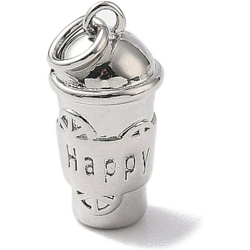 Pendentif en laiton Cup avec mot Happy et anneau de saut, 17x8mm — Breloques et pendentifs