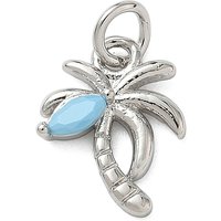 Charm en laiton Pave arbre de noix de coco en zircon cubique bleu clair avec anneaux de saut