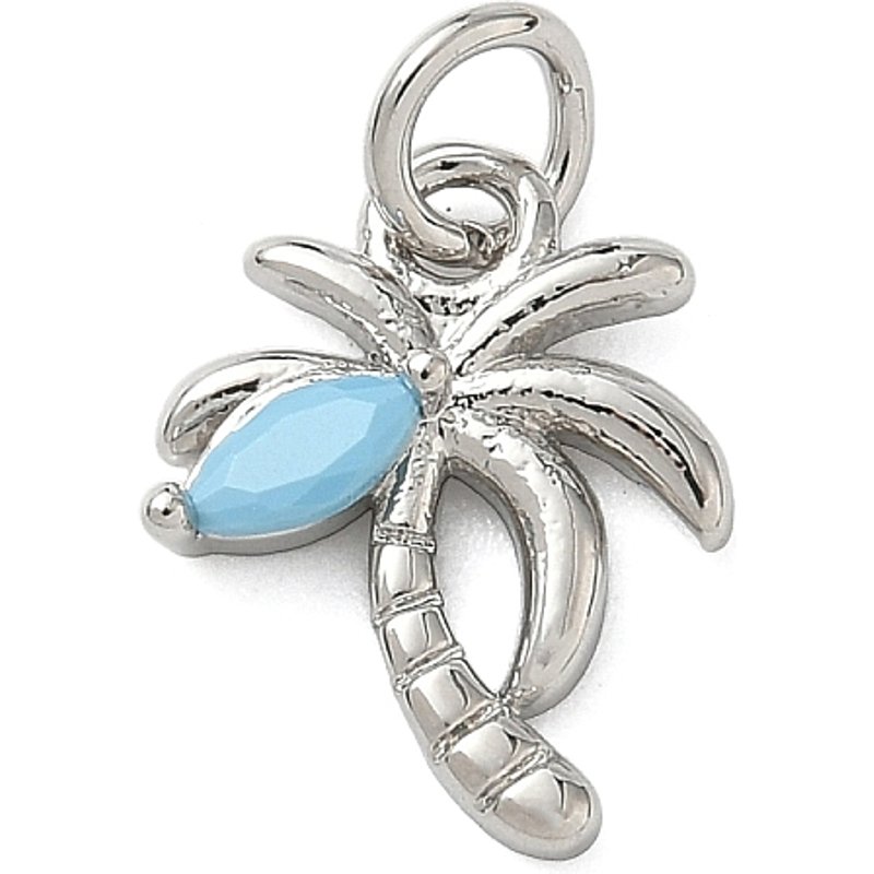 Brass Pave Light Blue Cubic Zirconia Coconut Tree Charms with Jump Rings — Charms & Pendants