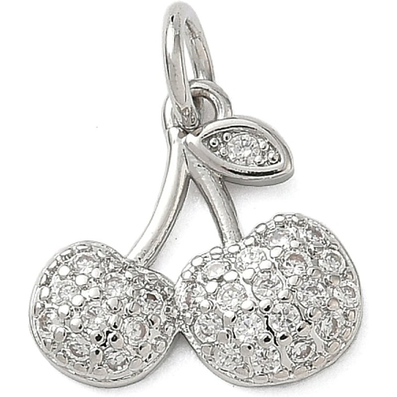 Brass Pave Clear Cubic Zirconia Cherry Charms — Charms & Pendants