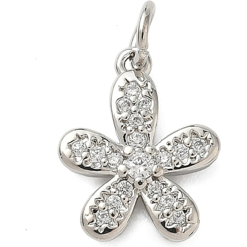 Charms en laiton Micro Pave Zirconia Cubique Claire en forme de fleur — Breloques et pendentifs