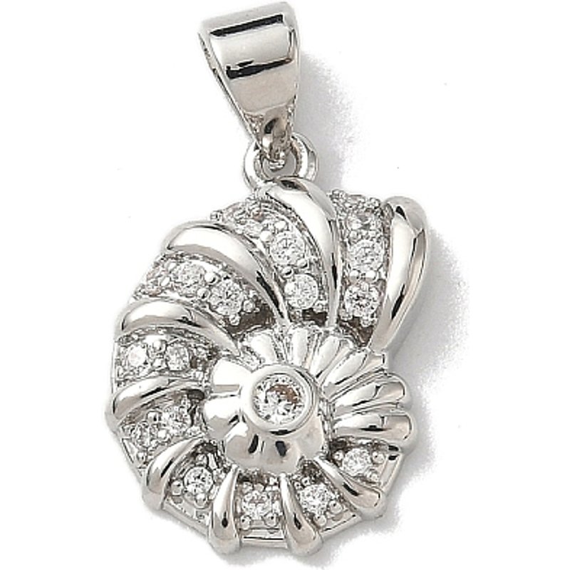 Brass Micro Pave Clear Cubic Zirconia Shell Shape Pendants — Charms & Pendants