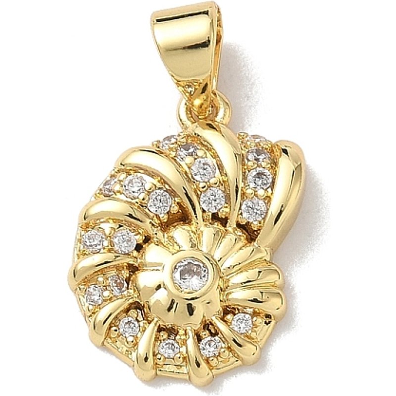 Brass Micro Pave Clear Cubic Zirconia Shell Shape Pendants — Charms & Pendants