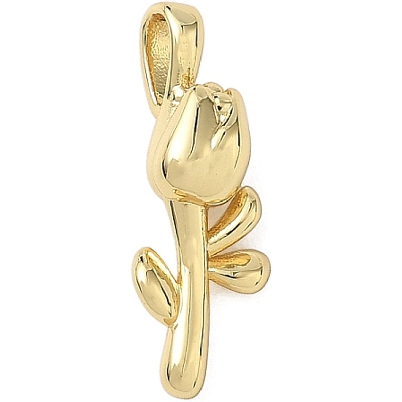 Charms en laiton, fleurs, plaqué or 18K, sans plomb, 18.5x7x4.5mm — Breloques et pendentifs