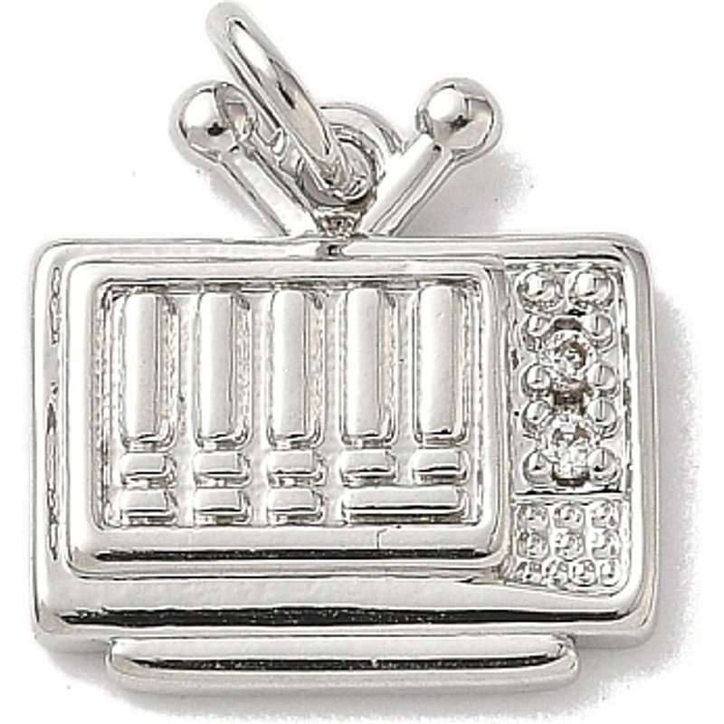 Brass Micro Pave Clear Cubic Zirconia Television Charms with Jump Ring — Charms & Pendants