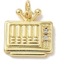 Charms en laiton Micro Pave Zirconia Cubique Clair Télévision avec Anneau