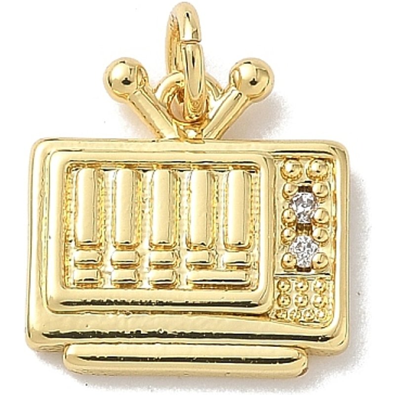 Charms en laiton Micro Pave Zirconia Cubique Clair Télévision avec Anneau — Breloques et pendentifs