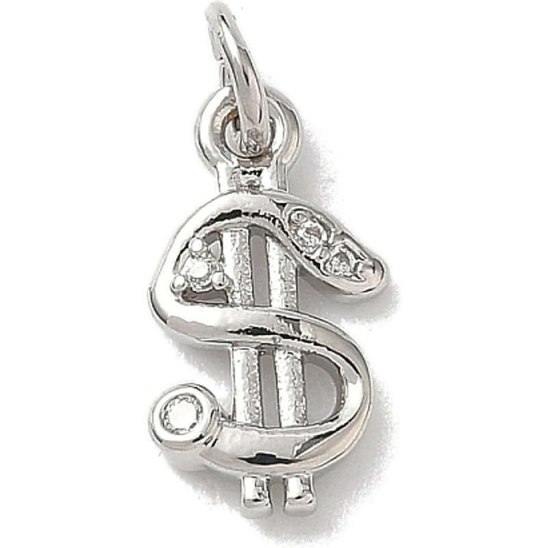 Brass Micro Pave Clear Cubic Zirconia Dollar Charms with Jump Ring — Charms & Pendants