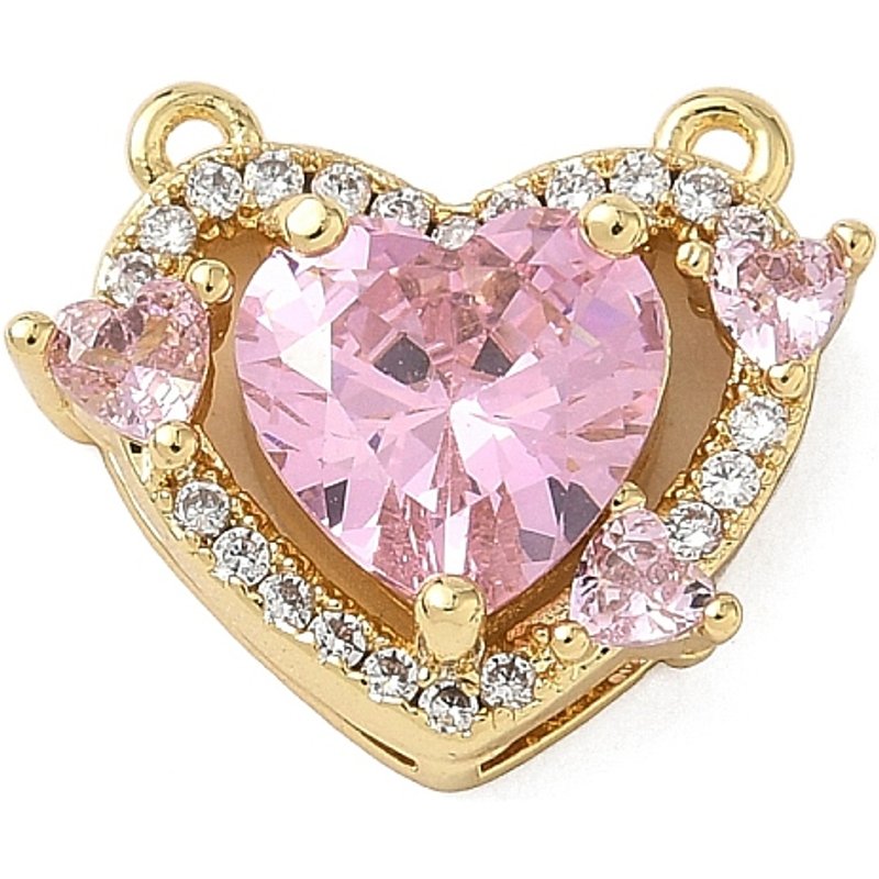 Charms en cœur en zircon cubique pavé en laiton, plaqué or 18K — Breloques et pendentifs