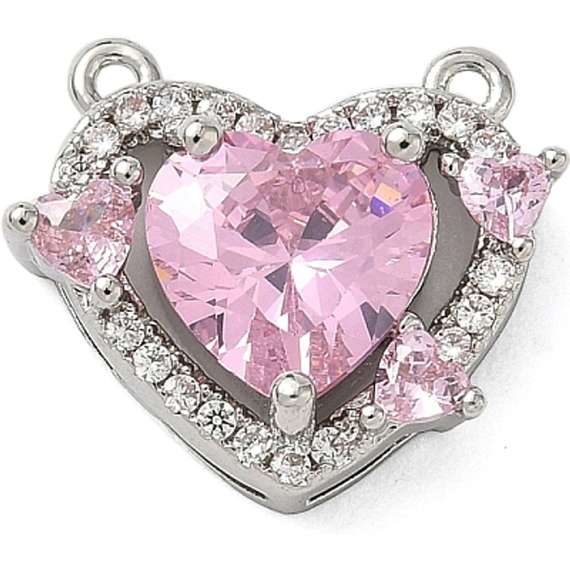 Brass Pave Cubic Zirconia Heart Charms - Lead Free & Cadmium Free — Charms & Pendants