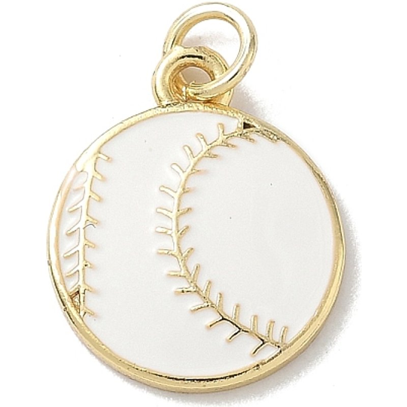 Brass Enamel Baseball Charm Pendant with Jump Ring — Charms & Pendants