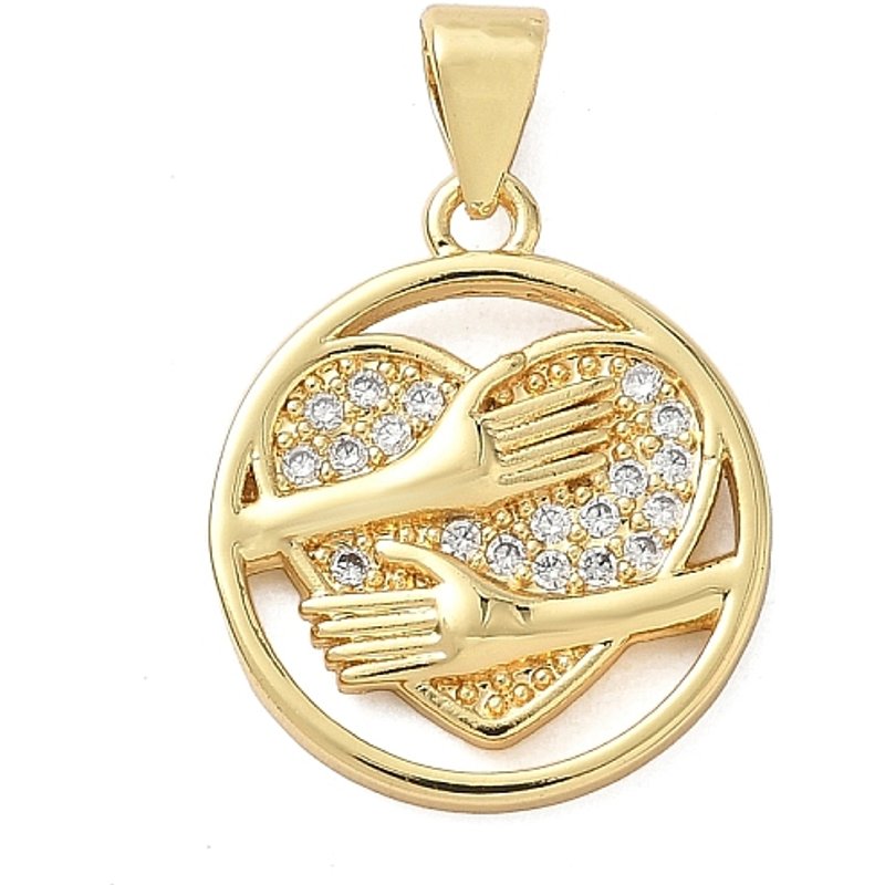 Brass Micro Pave Clear Cubic Zirconia Heart Charms Pendant — Charms & Pendants