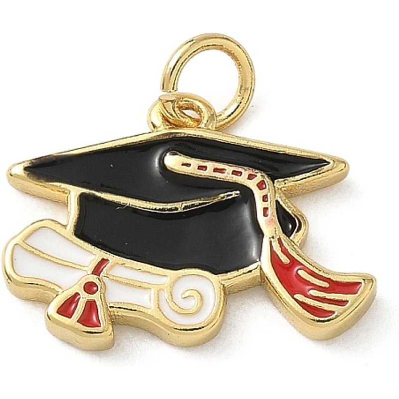 Brass Enamel Graduation Cap Charms with Jump Ring — Charms & Pendants