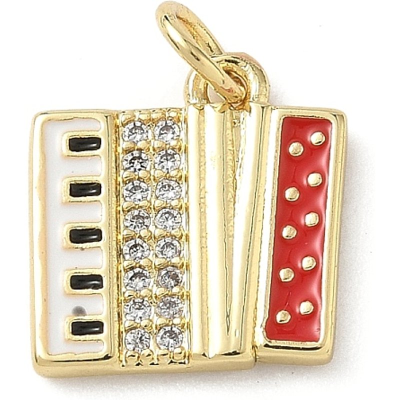 Brass Micro Pave Clear Cubic Zirconia Melodica Charms with Jump Ring — Charms & Pendants