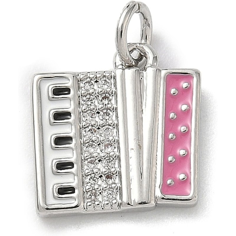Brass Micro Pave Clear Cubic Zirconia Melodica Charms with Jump Ring — Charms & Pendants