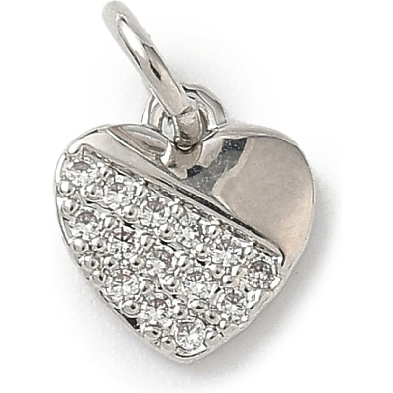Brass Micro Pave Clear Cubic Zirconia Heart Charms with Jump Ring — Charms & Pendants