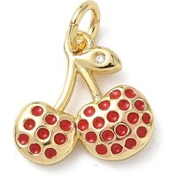 Brass Micro Pave Clear Cubic Zirconia Cherry Charms with Jump Ring