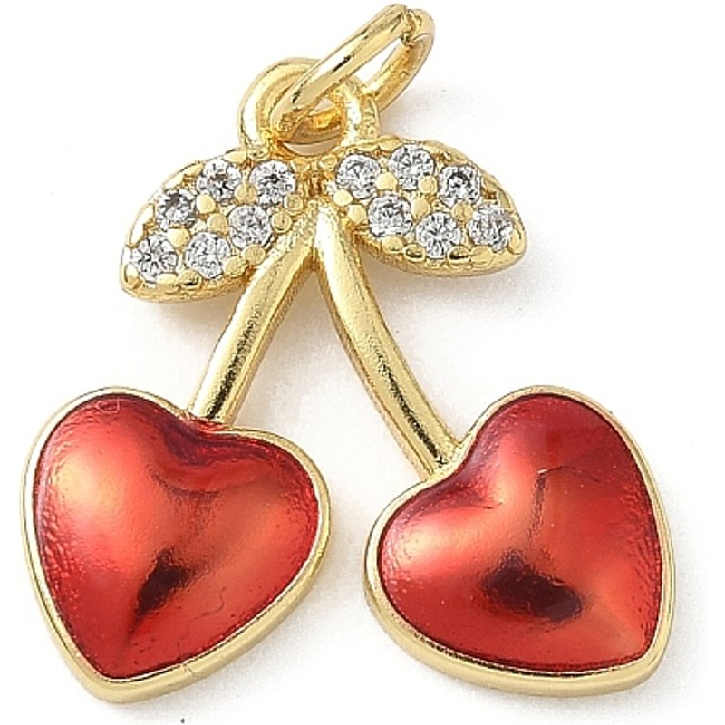 Brass Micro Pave Cherry Charms with Clear Cubic Zirconia — Charms & Pendants