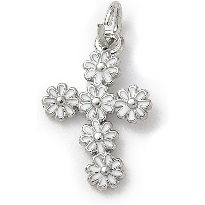 Charms en Émail en Laiton, Croix avec Anneau, Sans Plomb — Breloques et pendentifs