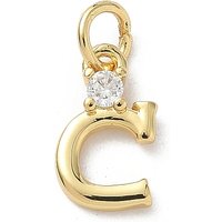 Brass Pave Clear Cubic Zirconia Letter C Charm with Jump Ring