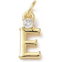 Brass Pave Clear Cubic Zirconia Letter E Charm with Jump Ring