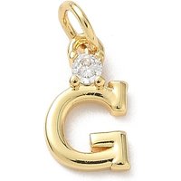 Brass Pave Clear Cubic Zirconia Letter G Charm with Jump Ring