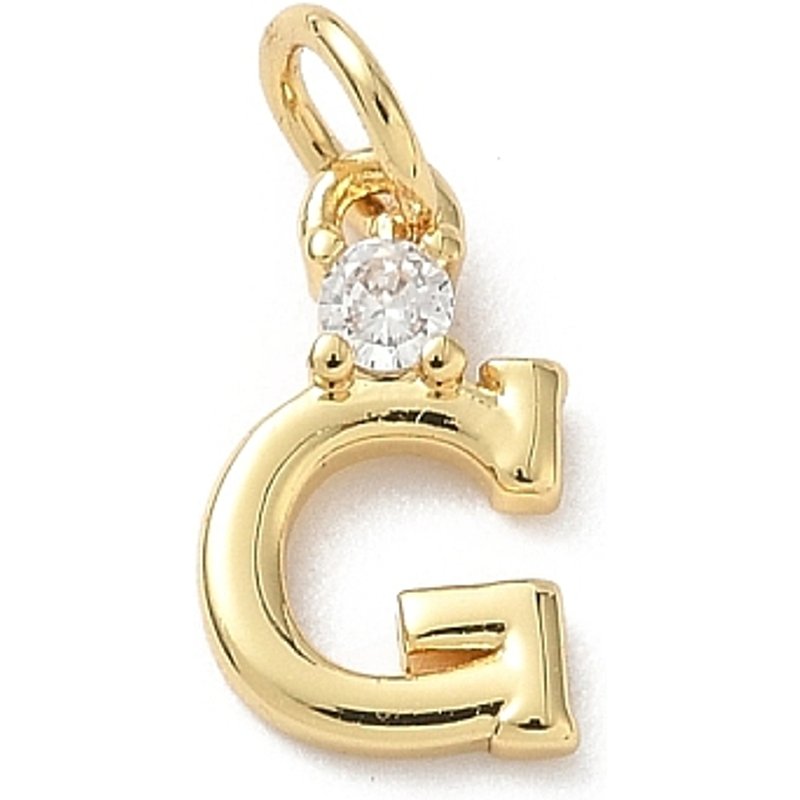 Brass Pave Clear Cubic Zirconia Letter G Charm with Jump Ring — Charms & Pendants