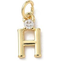 Brass Pave Clear Cubic Zirconia Letter H Charm with Jump Ring