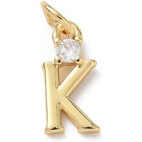 Brass Pave Clear Cubic Zirconia Letter K Charm with Jump Ring — Charms & Pendants