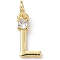 Charm en laiton avec zircon cubique clair, lettre L avec anneau — Breloques et pendentifs