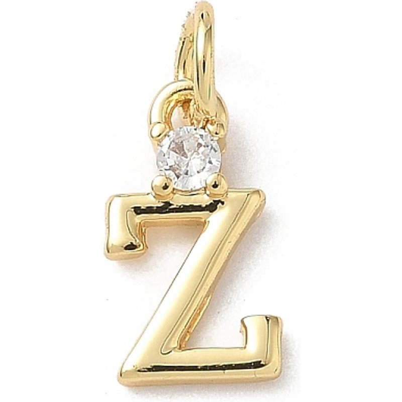 Brass Pave Clear Cubic Zirconia Letter Z Charm with Jump Ring — Charms & Pendants
