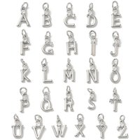 Charms en laiton avec zircon cubique clair, lettres, avec anneau