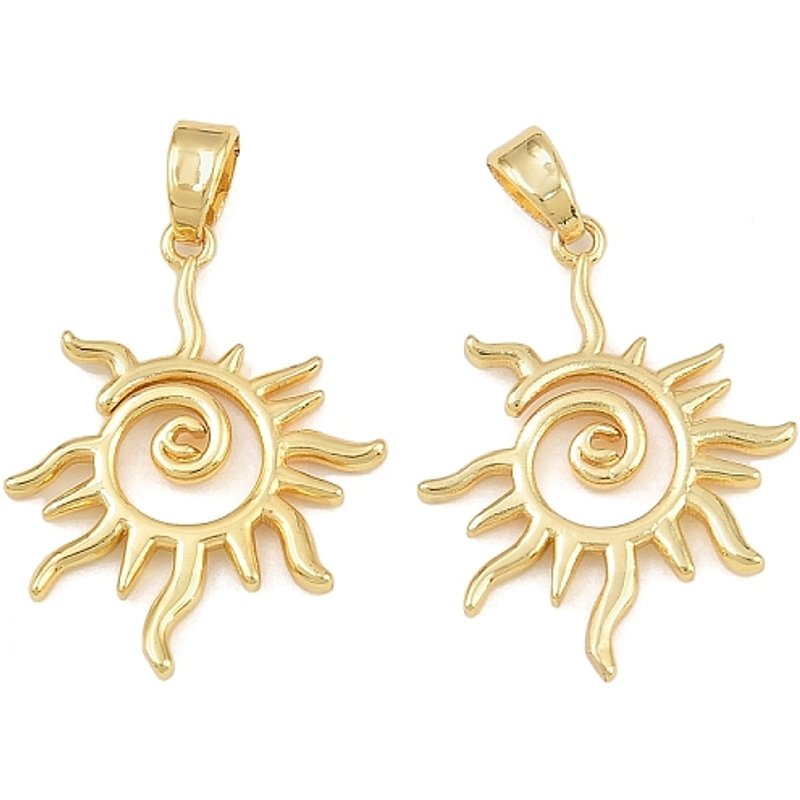 Charms en laiton - Charms Soleil, Plaqué Or 18K, Sans Plomb, Sans Cadmium — Breloques et pendentifs