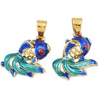 Pendentif en Émail de Laiton Électroplaqué, Poisson Doré, 19x17x5mm