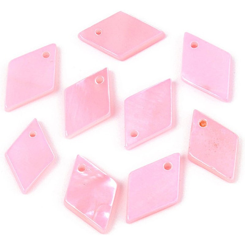 Charms Rhombus en Coquillage d'Eau Douce Peints, Rose Perle