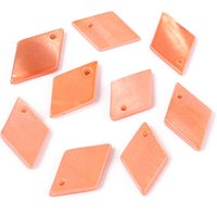 Charms en Coquillage d'Eau Douce Peints en Spray, Rhombus, Saumon Clair