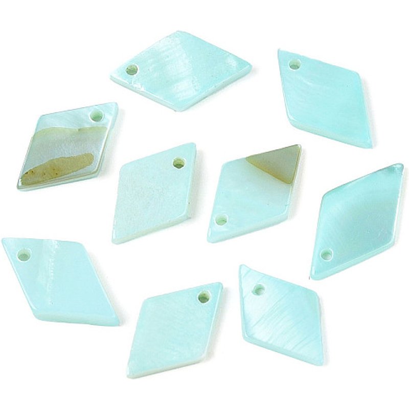 Pendentifs en Coquillage d'Eau Douce Peints en Spray, Charms Rhombus, Bleu Clair — Breloques et pendentifs
