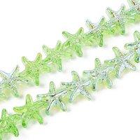 Brins de perles en verre transparent électroplaqué, étoile de mer — Perles à bijoux