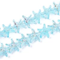 Brins de Perles en Verre Transparent Électroplaqué, Étoile de Mer, Bleu Ciel — Perles à bijoux