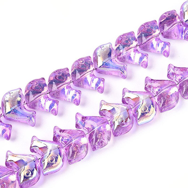 Baking Paint Electroplate Transparent Glass Beads Strands, Dolphin — Jewelry Beads