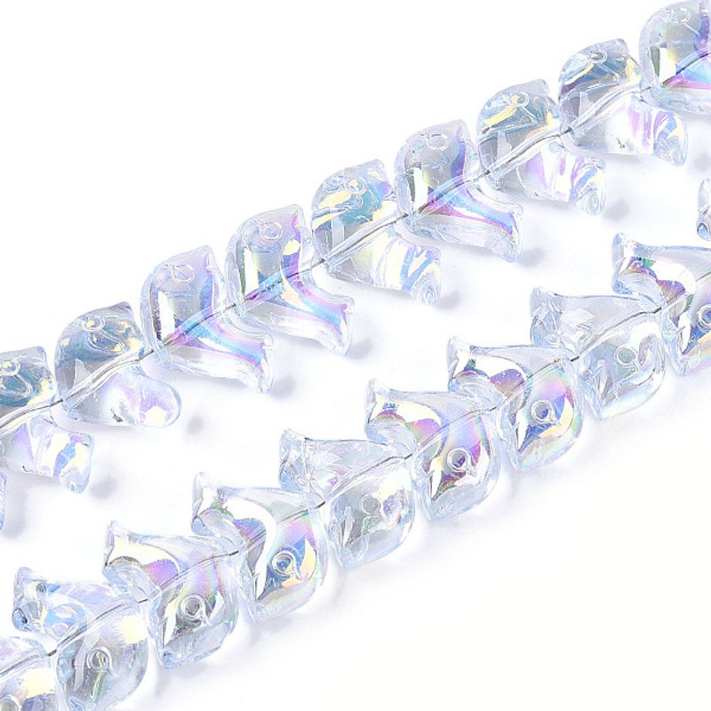 Fils de perles en verre transparent électroplaqué, dauphin — Perles à bijoux