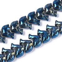 Electroplate Transparent Glass Beads Strands, Dolphin, Steel Blue — Jewelry Beads