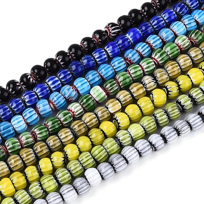 Millefiori Handmade Lampwork Beads Strands, Mixed Colors, Rondelle — Jewelry Beads