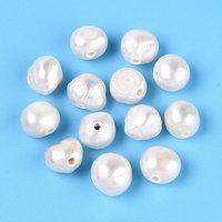 Perles de Culture d'Eau Douce Naturelles, Blanches Crème, Poli