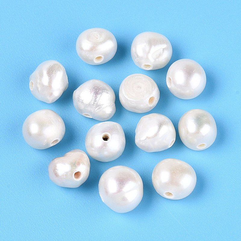 Perles de Culture d'Eau Douce Naturelles, Blanches Crème, Poli — Perles à bijoux
