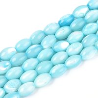 Brins de perles en coquillage Trochus naturel teint, bleu ciel, 8.5-9mm