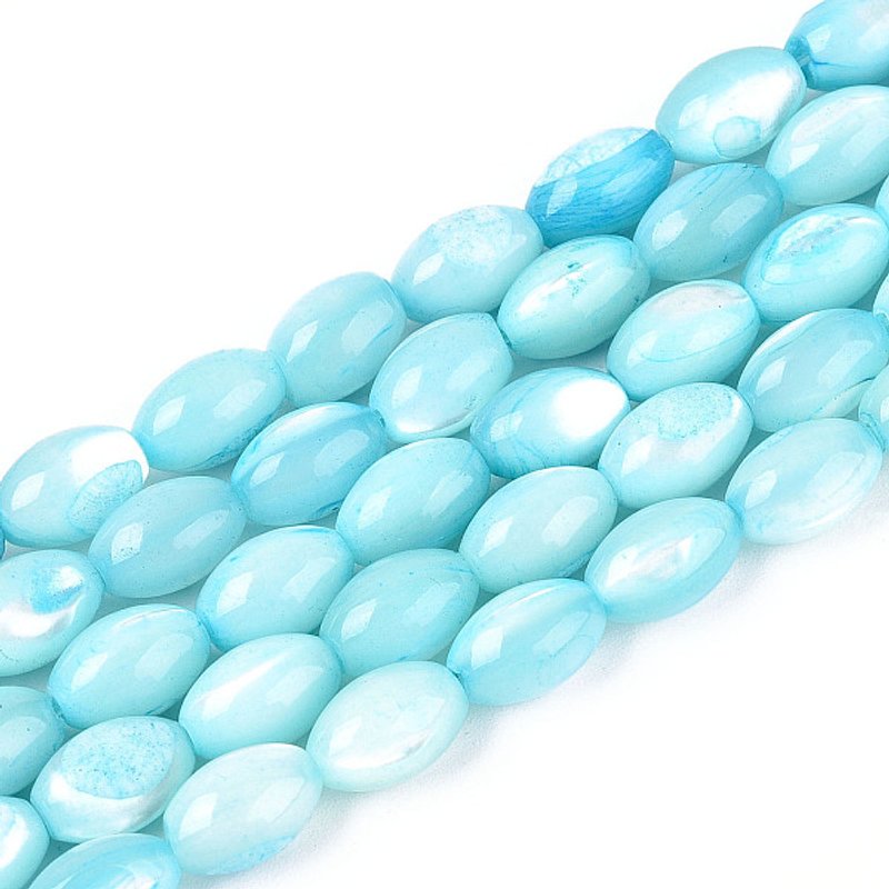 Natural Trochus Shell Beads Strands, Dyed, Sky Blue, 8.5-9mm — Jewelry Beads