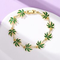 Ocean Theme Brass Cubic Zirconia Enamel Link Bracelet for Women — Bracelet Women