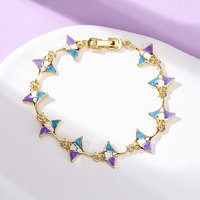 Bracelet en Lien Émaillé en Laiton avec Zircon Cubique Thème Océan pour Femmes