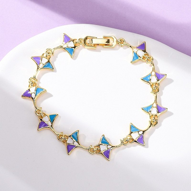 Bracelet en Lien Émaillé en Laiton avec Zircon Cubique Thème Océan pour Femmes — Bracelet Femme
